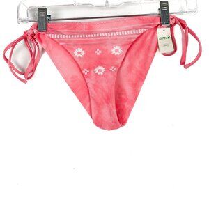 NWT Aerie Side Tie Embroidered Cheekier Bikini Bottoms Pink Size Small S NEW